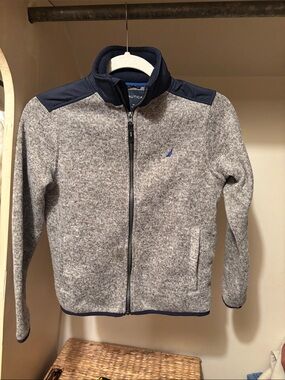 Nautica Kids' Gray Zip Front Jacket with Navy Accents Sz 1